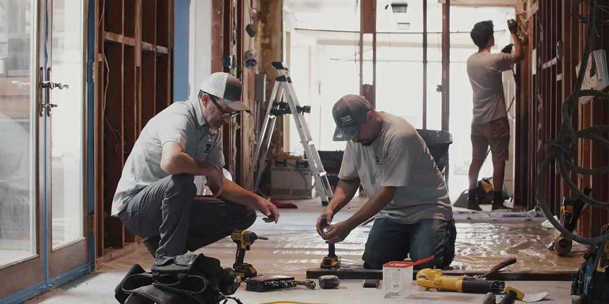 Team members from KHB Construction working on a home remodel project in Tri Valley, Califoria