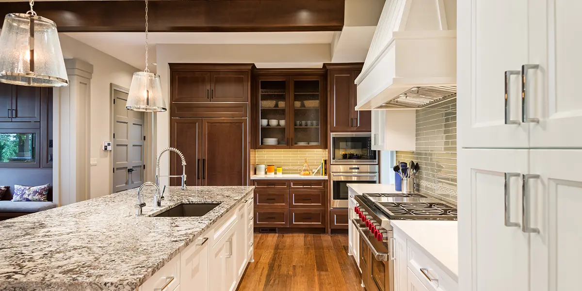 White transitional kitchen remodel in Modesto, California