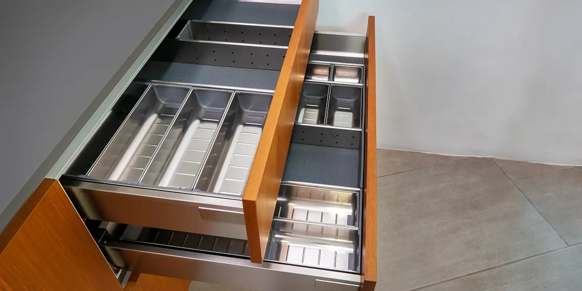 Kitchen drawer with organized compartments
