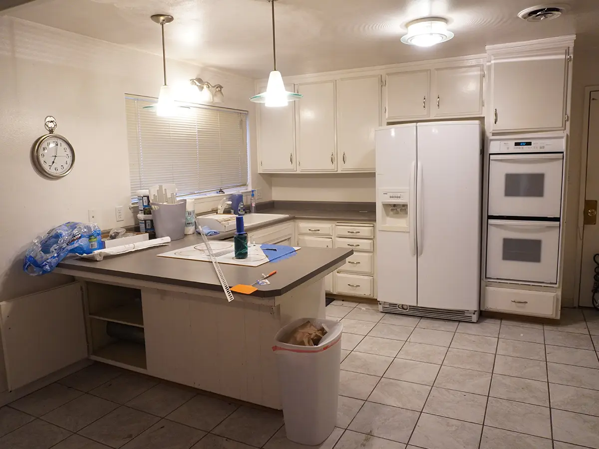 An older kitchen getting ready for a remodel