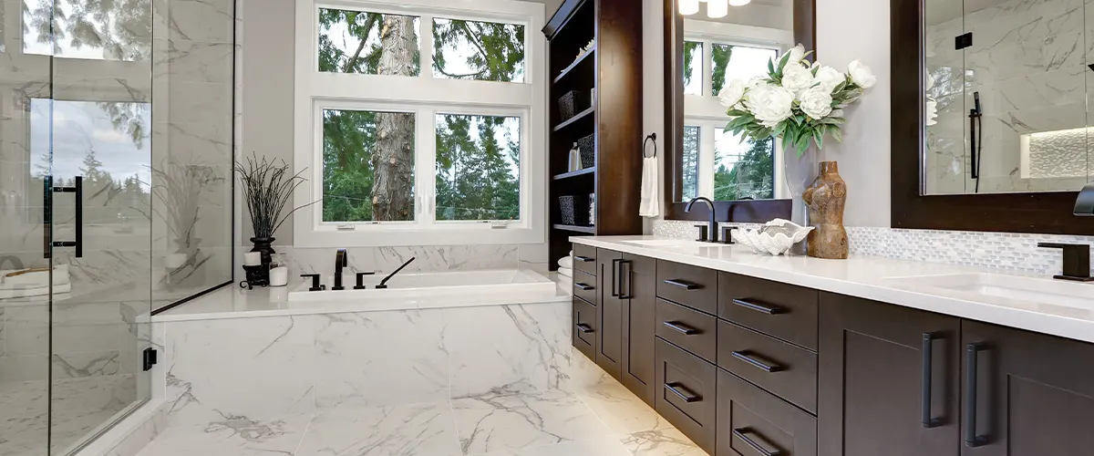 marble tub with shower