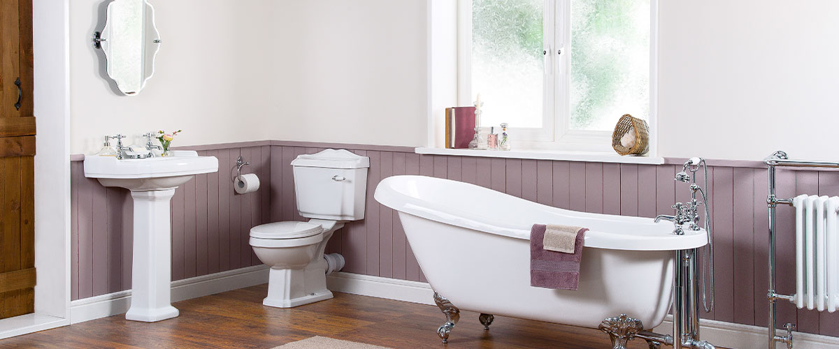 purple vintage bathroom