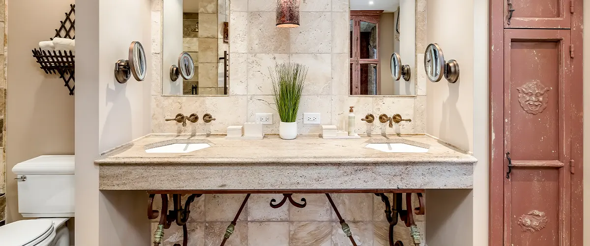 rustic powder room