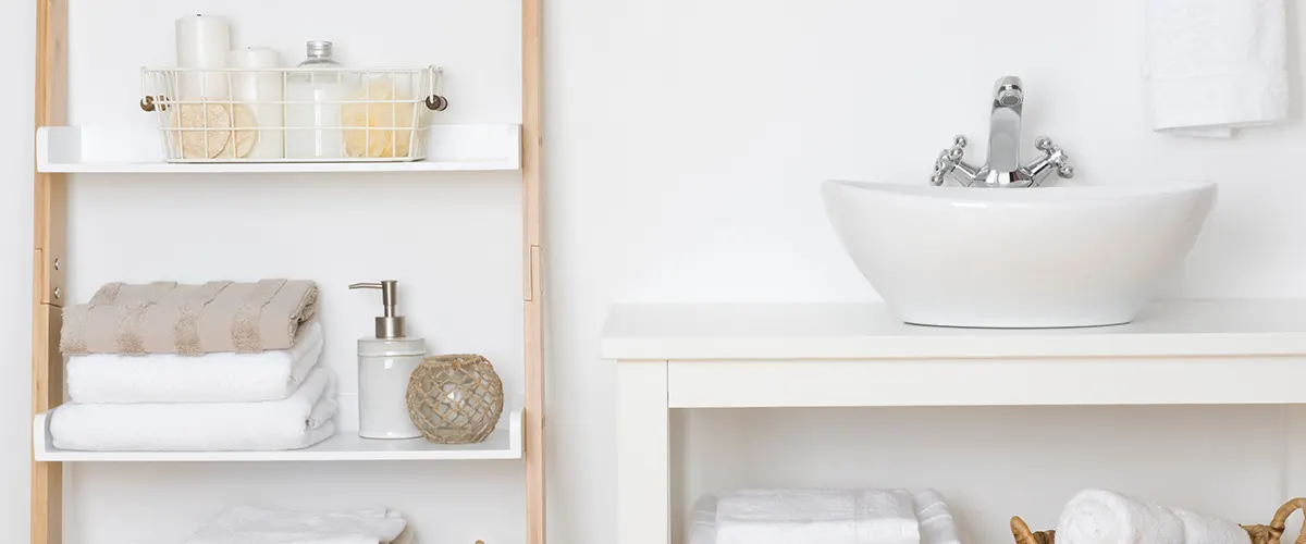 shelves in bathroom