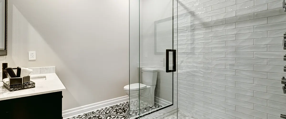 simple white bathroom with shower