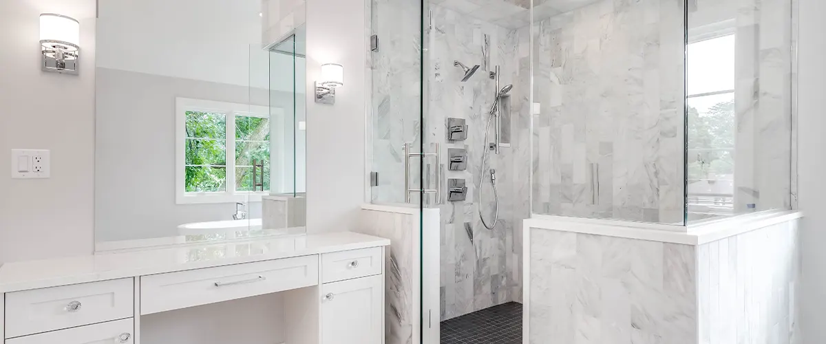 sleek white bathroom