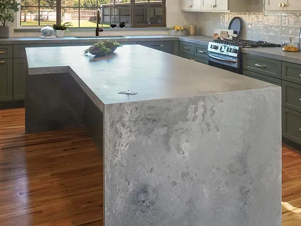 A concrete countertop