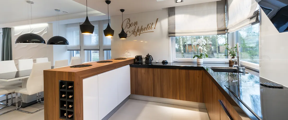 contemporary kitchen with wood