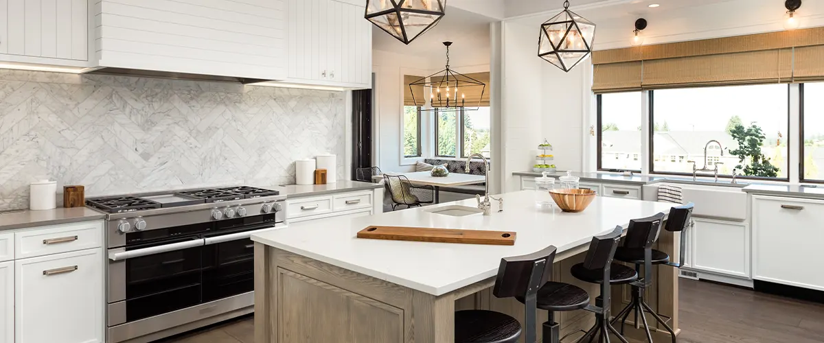 transitional kitchen with island