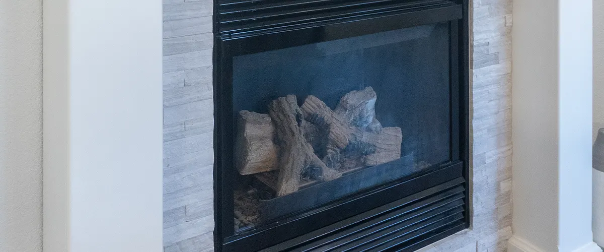 fire place with stone details