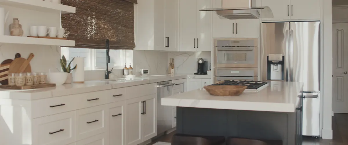 white kitchen remodel with island