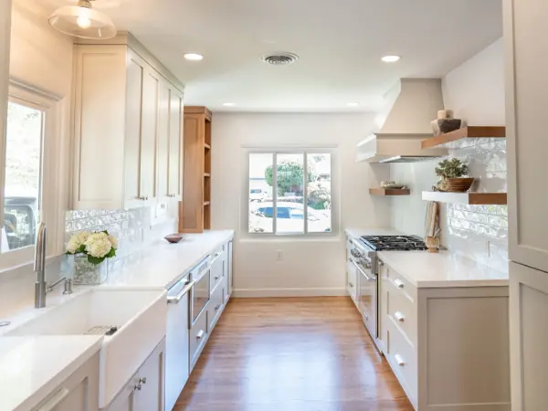 New kitchen with white custom cabinets
