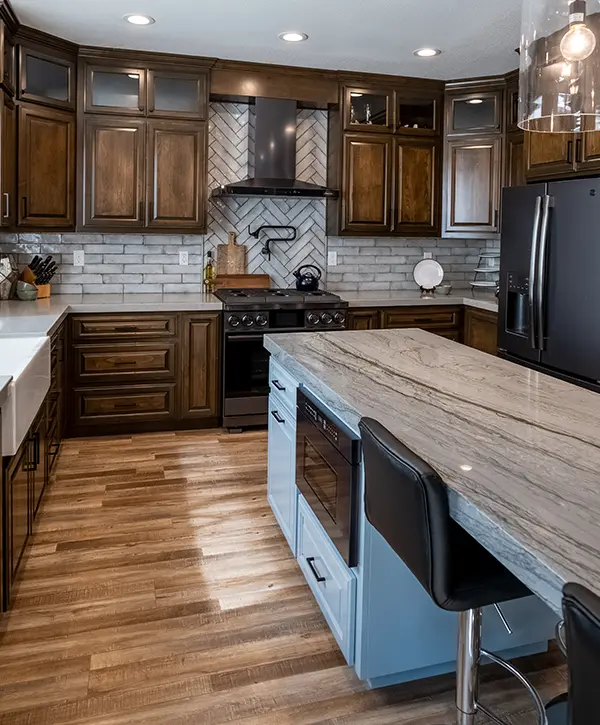 dark colored kitchen remodeled in california by khb construction