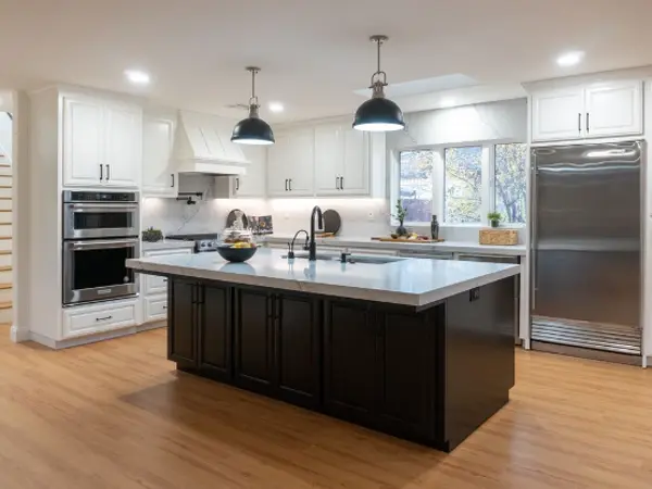 Large kitchen with open space concept and island
