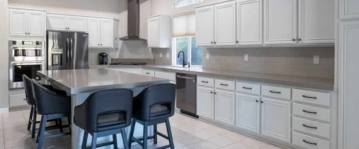 white kitchen with island