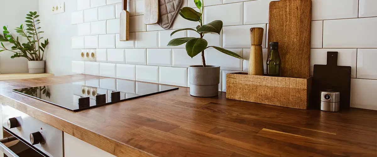 Kitchen countertop with butcher's block