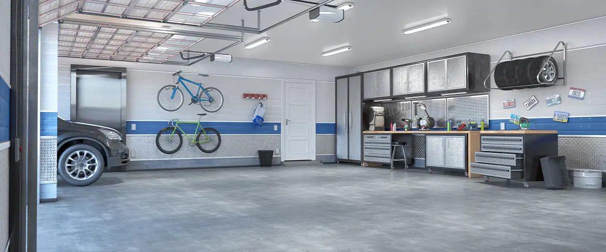 Garage conversion with epoxy flooring