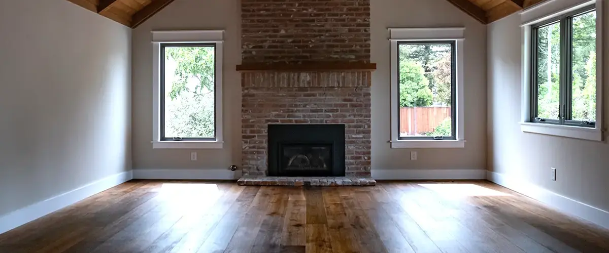 Fireplace in a large living room