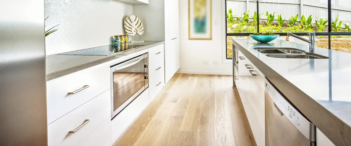 Galley Kitchen Island Installed In Modesto By KHB Construction